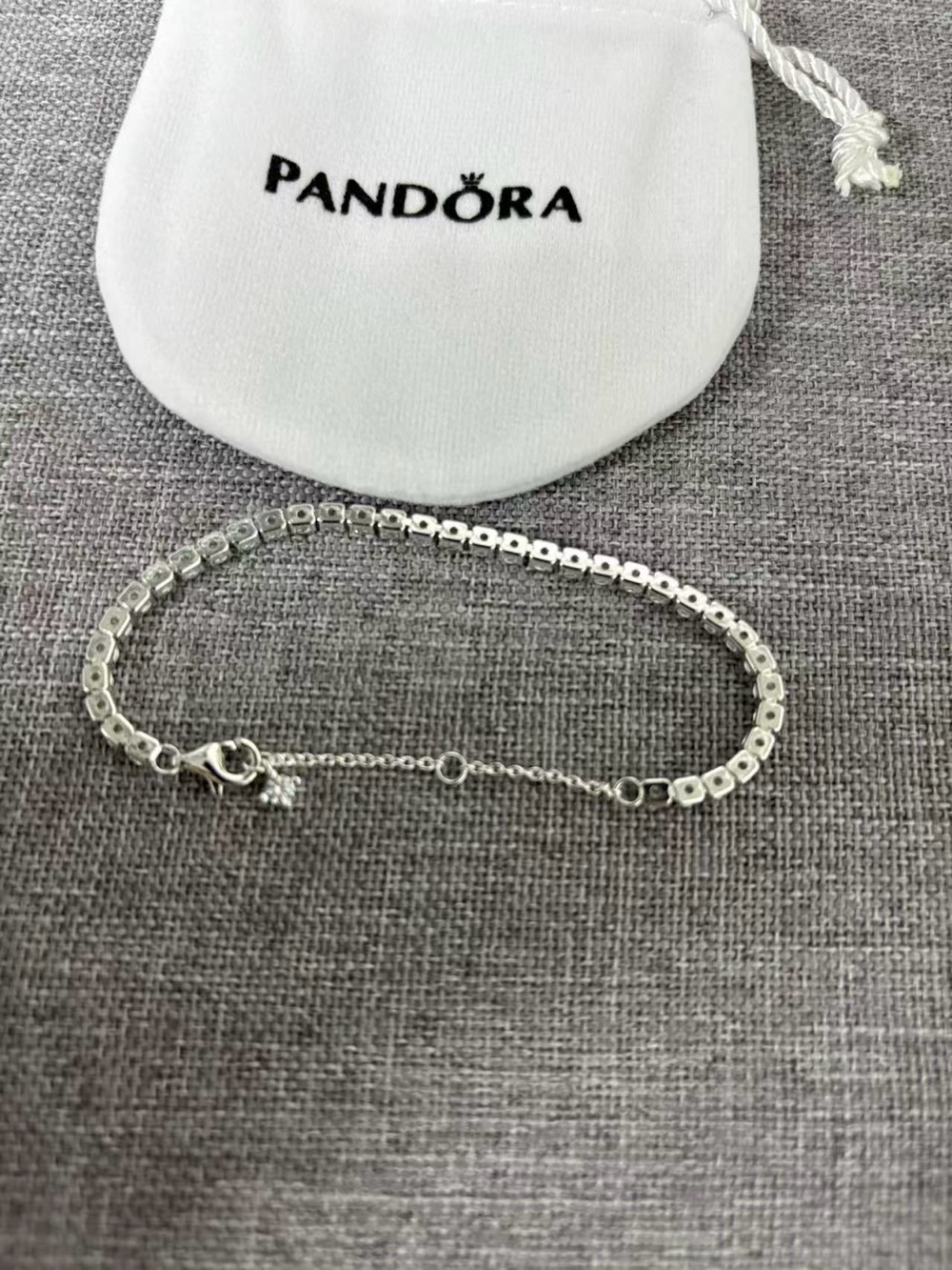Pandora Silver Box-Link Bracelet with Safety Chain - Silver